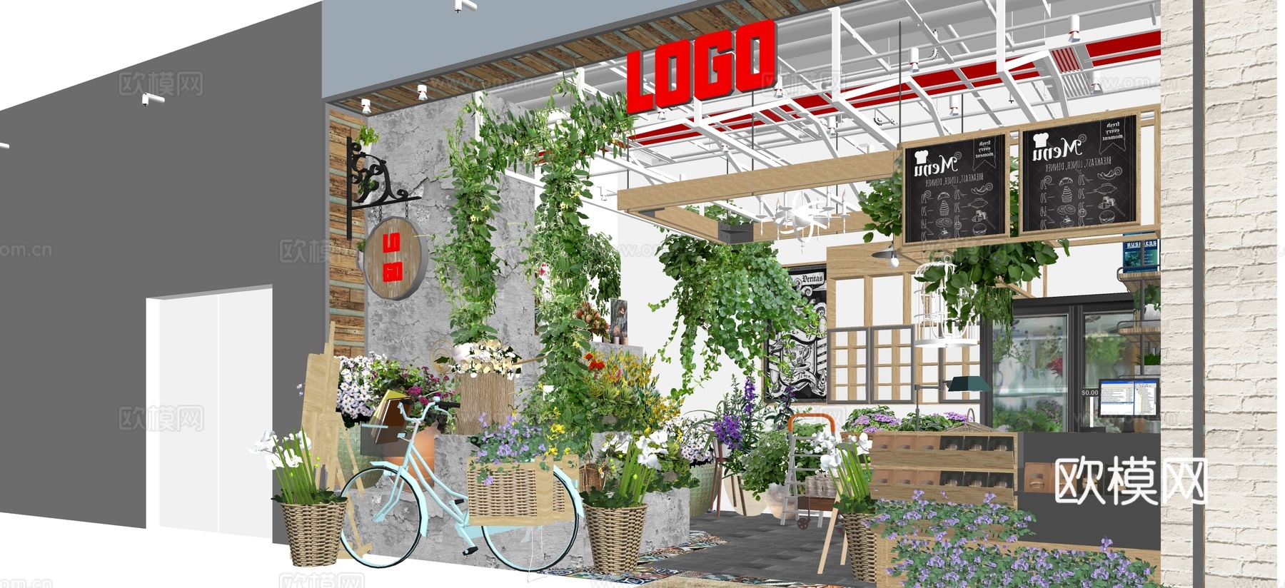 现代花店su模型下载