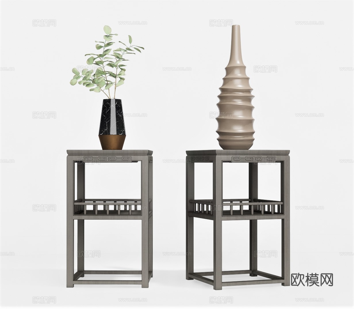 新中式实木边几su模型下载