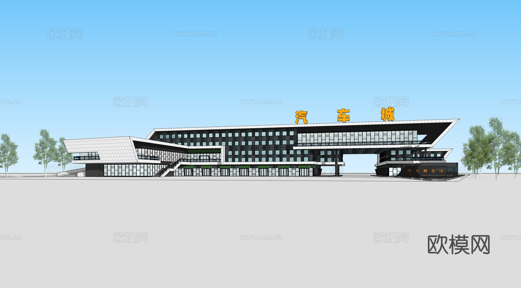 现代汽车城su模型下载