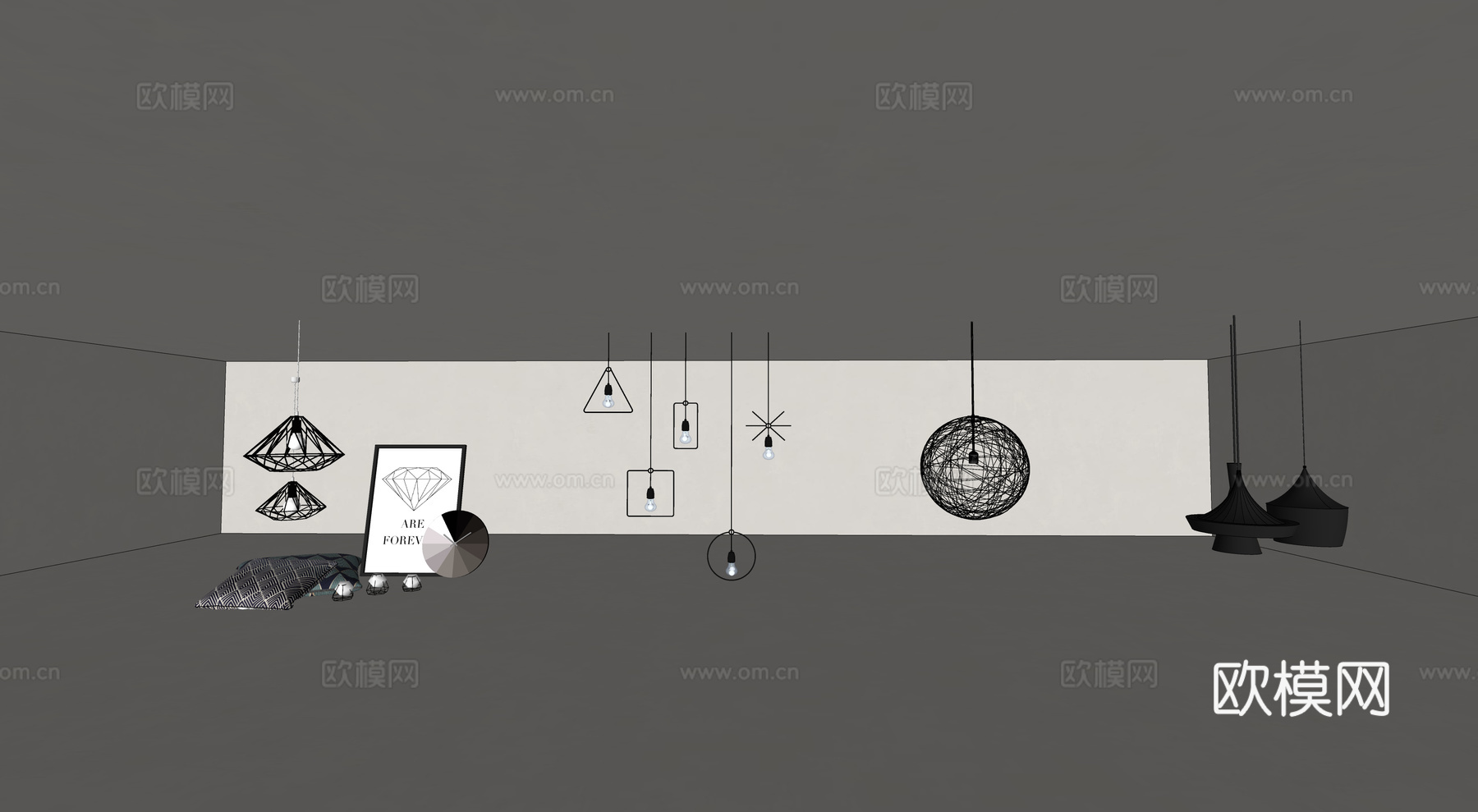 现代装饰品 摆件 吊灯su模型下载