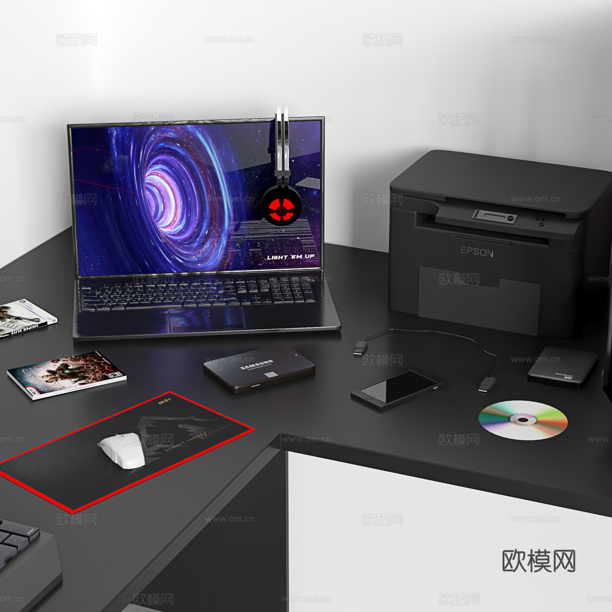 现代电脑桌椅 电竞桌椅 电竞房3d模型