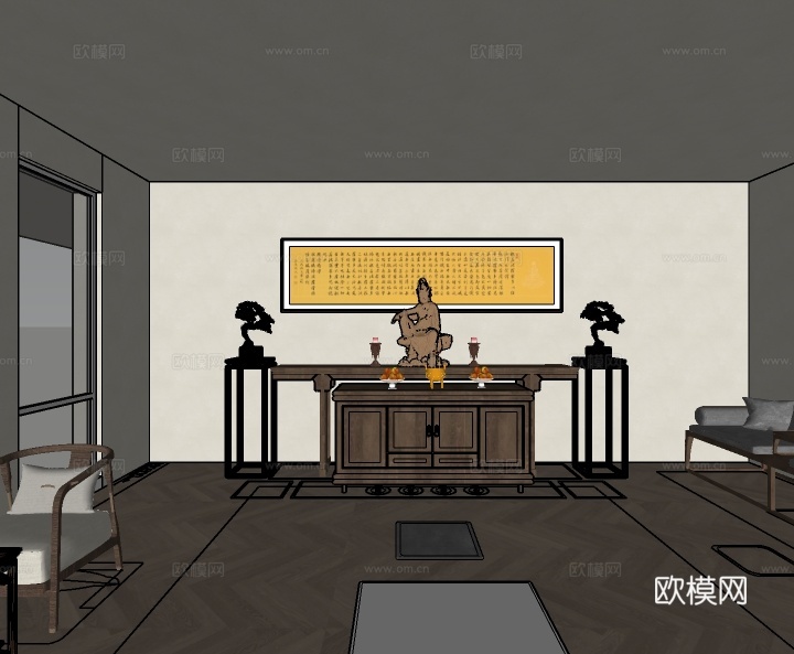 中式佛堂su模型下载