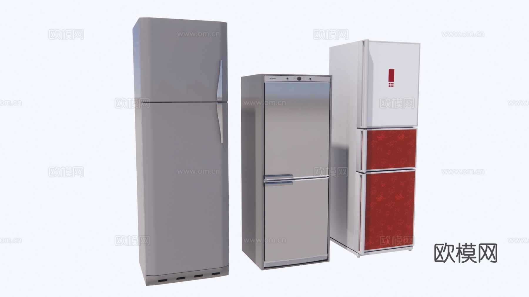 现代冰箱厨房器具su模型下载