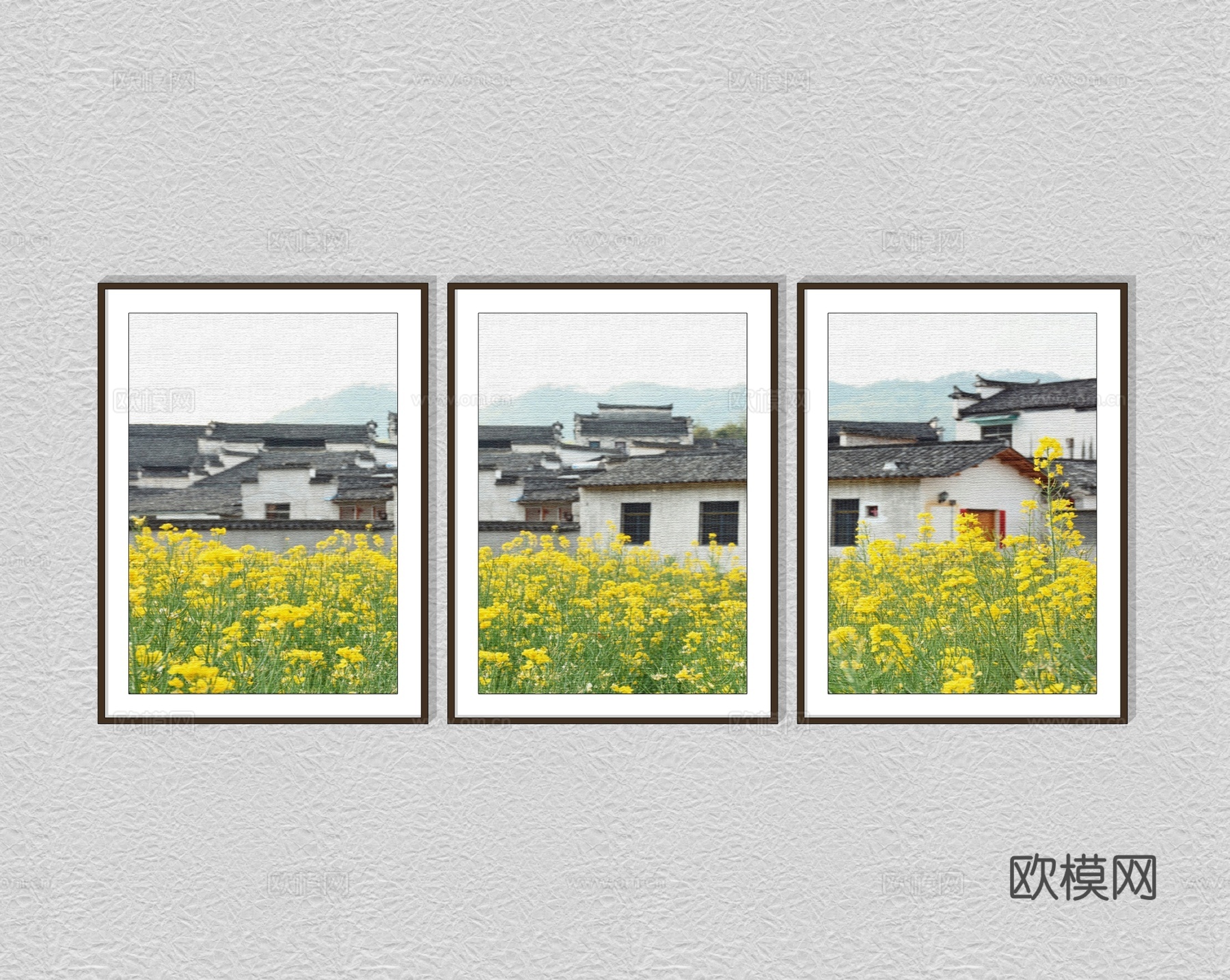新中式风景装饰画su模型下载