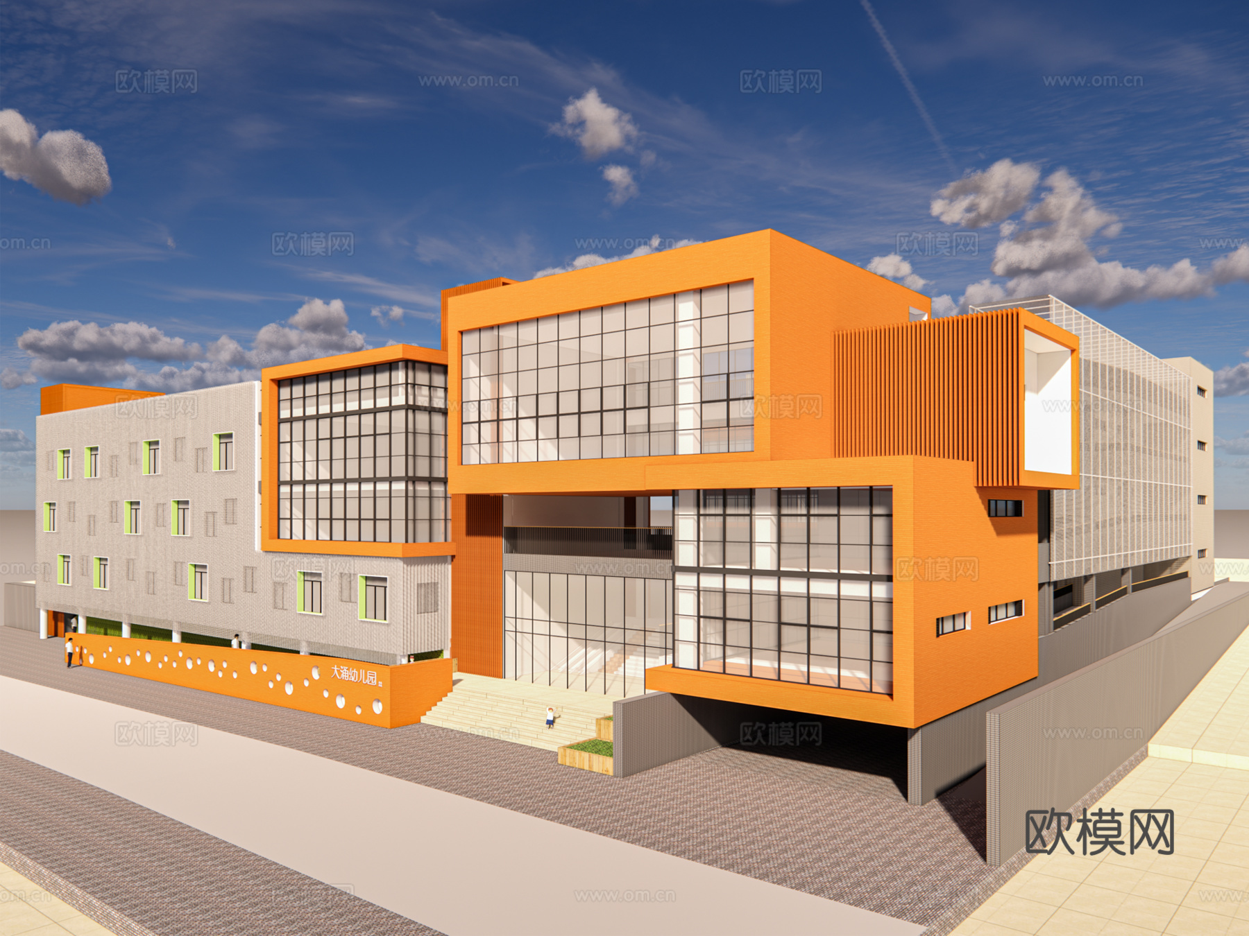 现代幼儿园建筑外观su模型下载