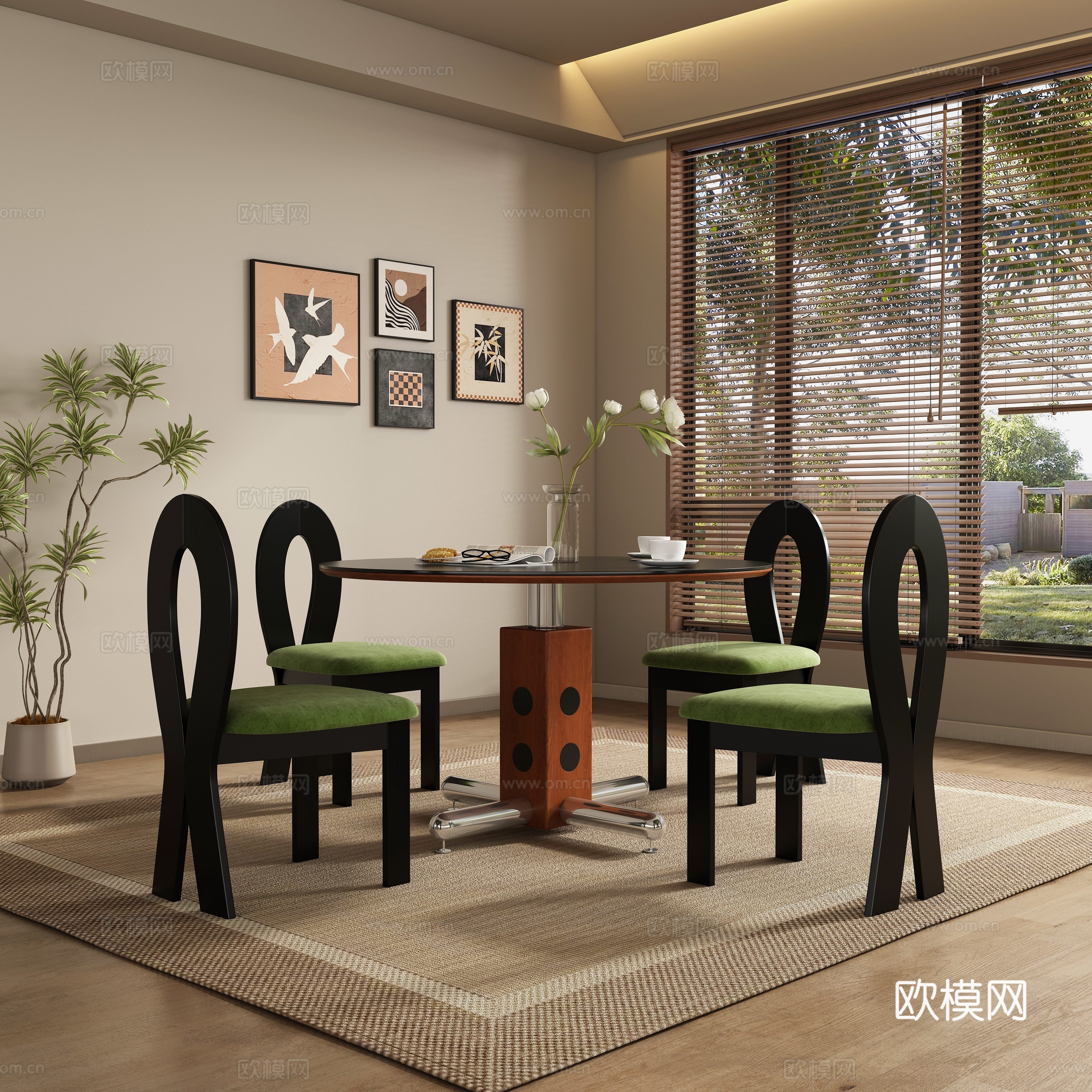 中古風(fēng)餐廳3d模型下載