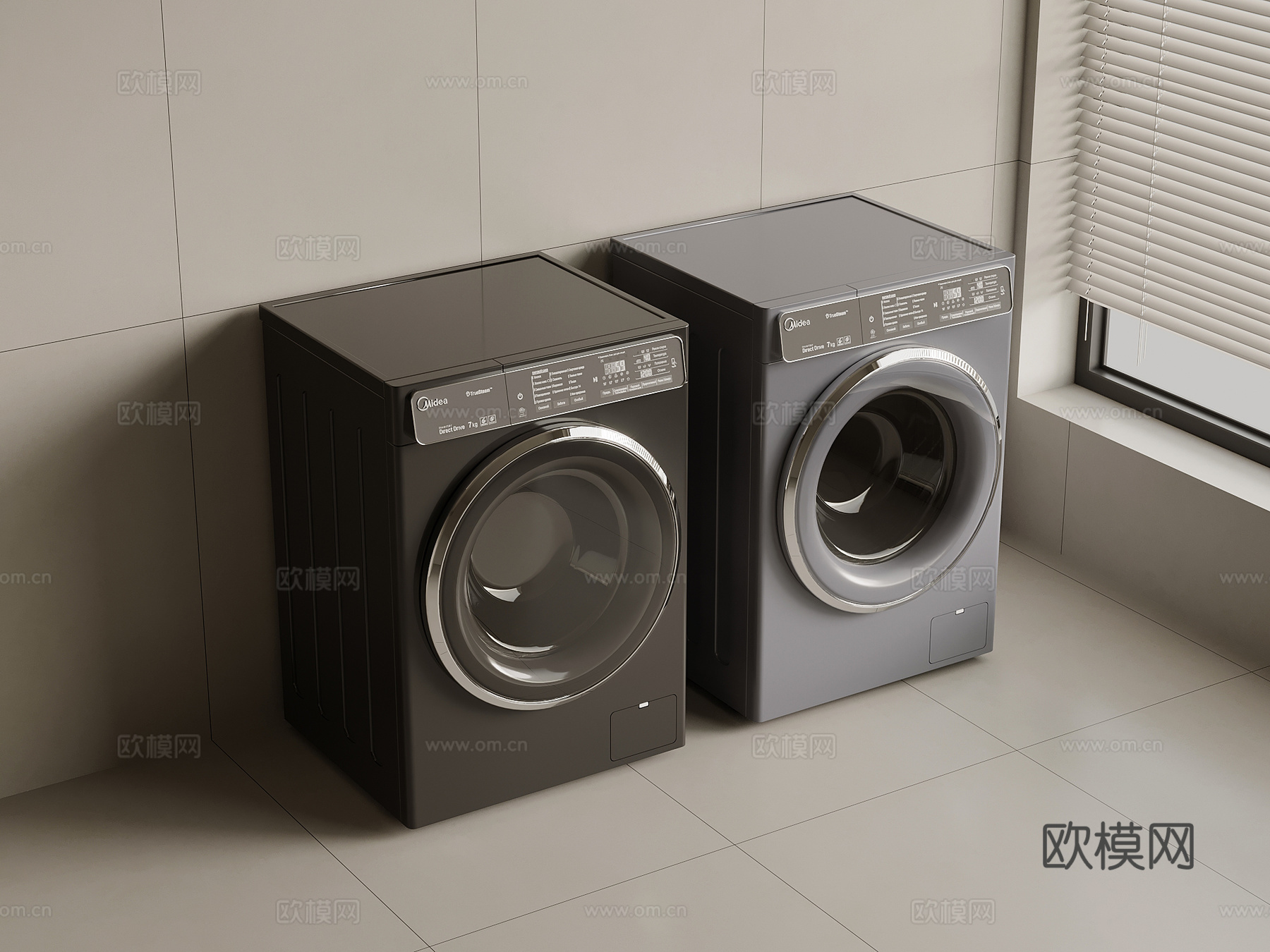 现代洗衣机 滚筒洗衣机3d模型