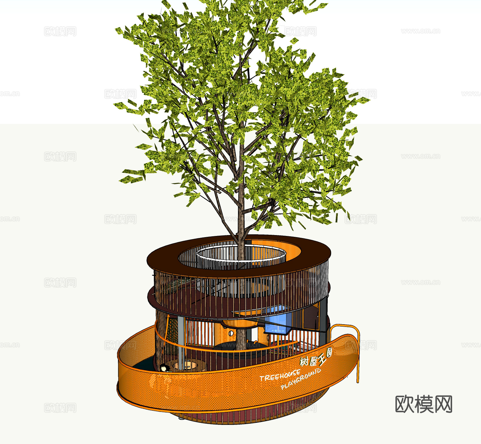 儿童游乐场设施 树屋su模型下载