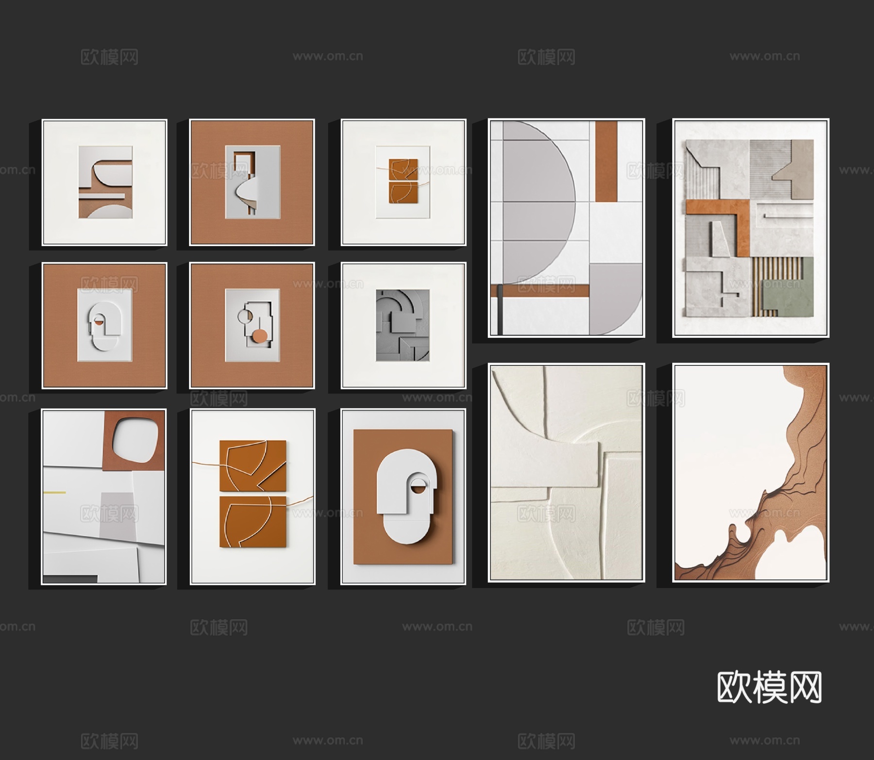 现代装饰画 挂画 组合画su模型下载