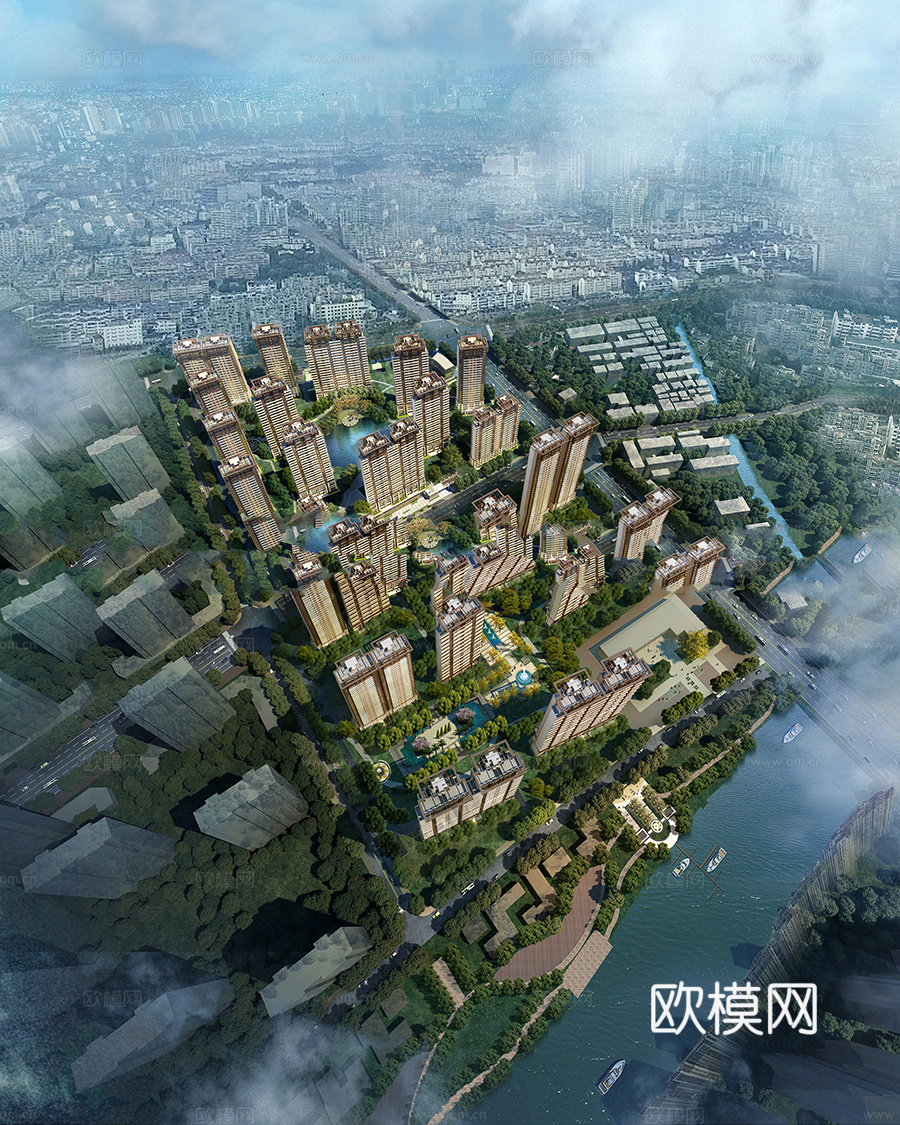 新中式高层住宅小区su模型下载