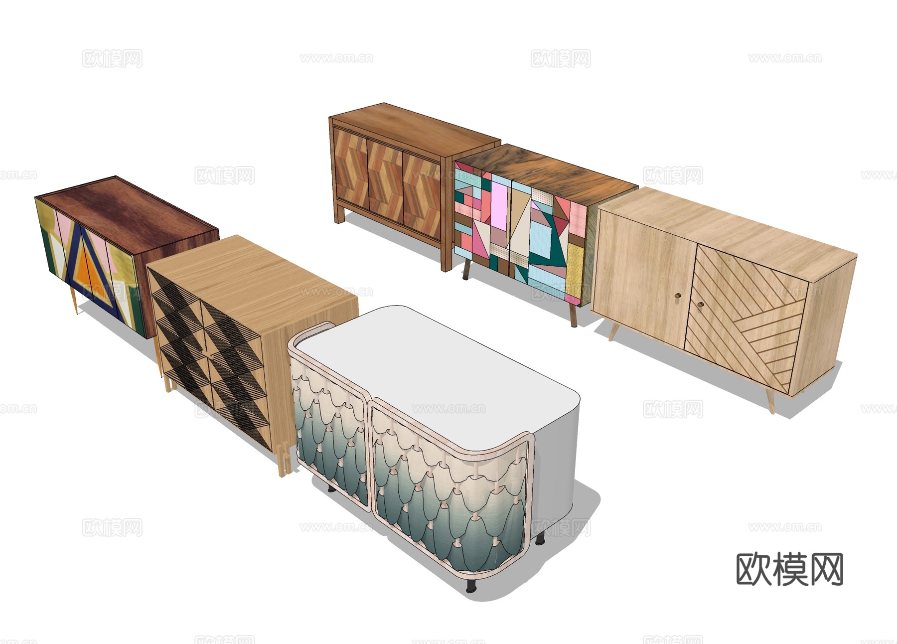 实木玄关柜 边柜 装饰展柜su模型下载
