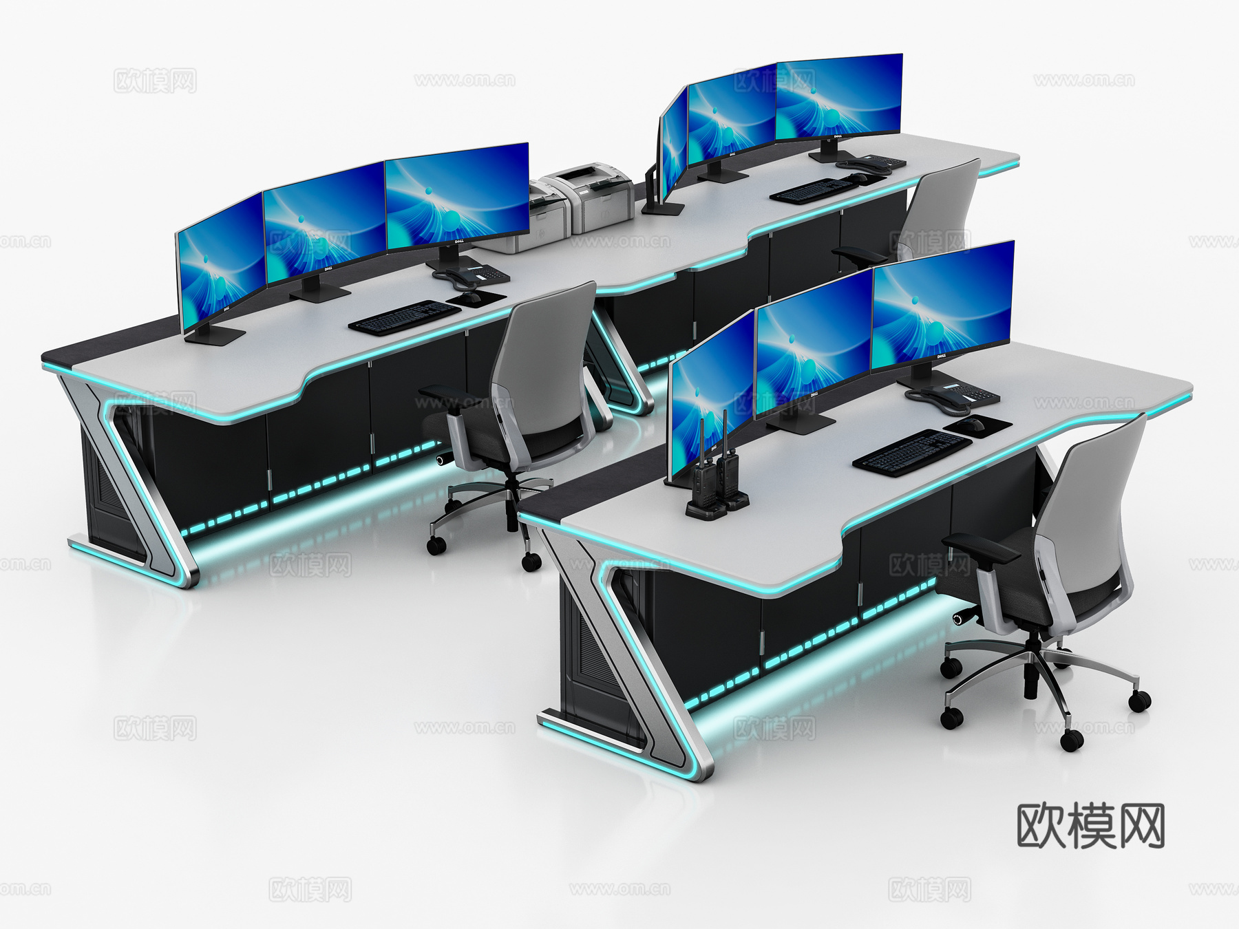 现代控制台办公桌3d模型
