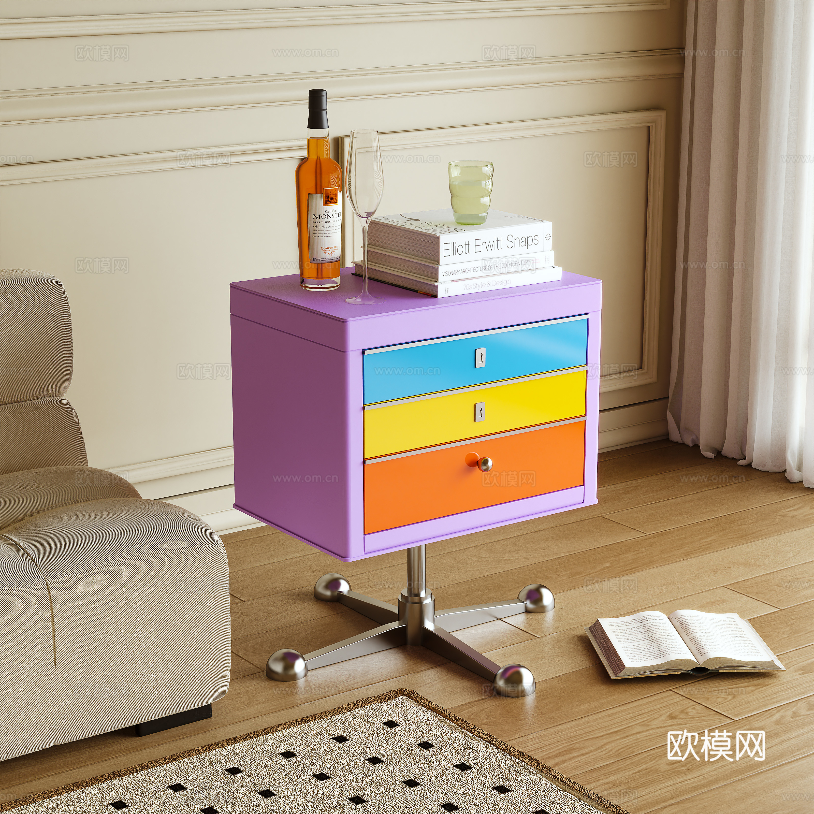 床头柜 边柜 多巴胺3d模型