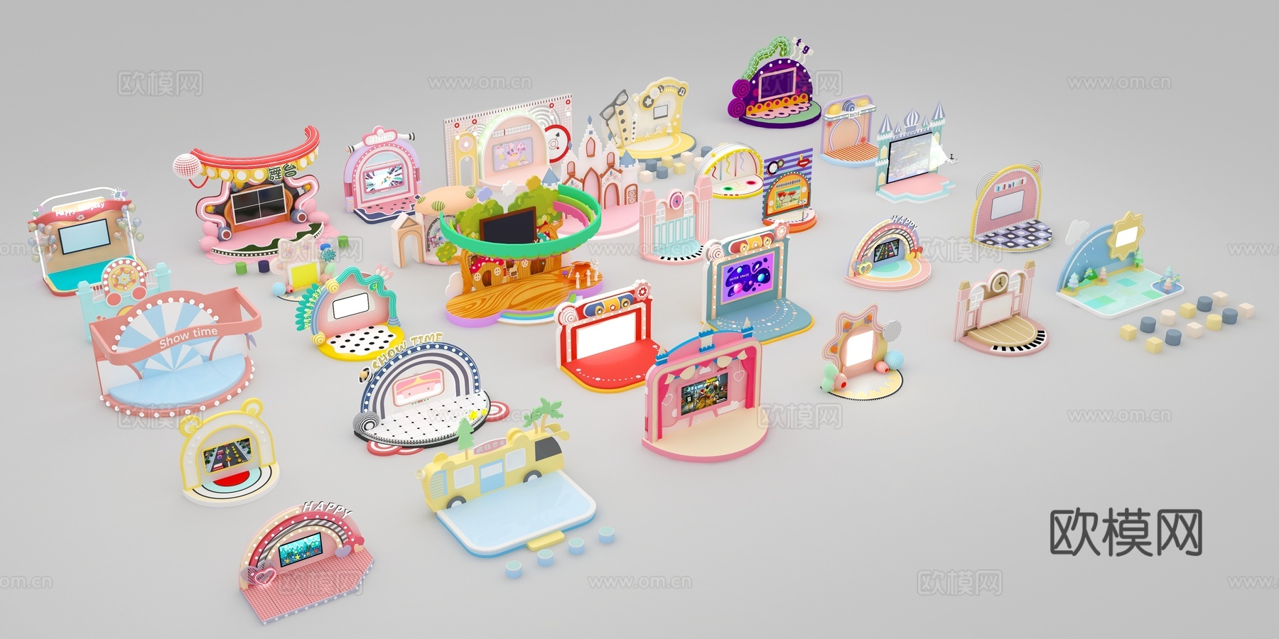 儿童乐园淘气堡舞台3d模型下载