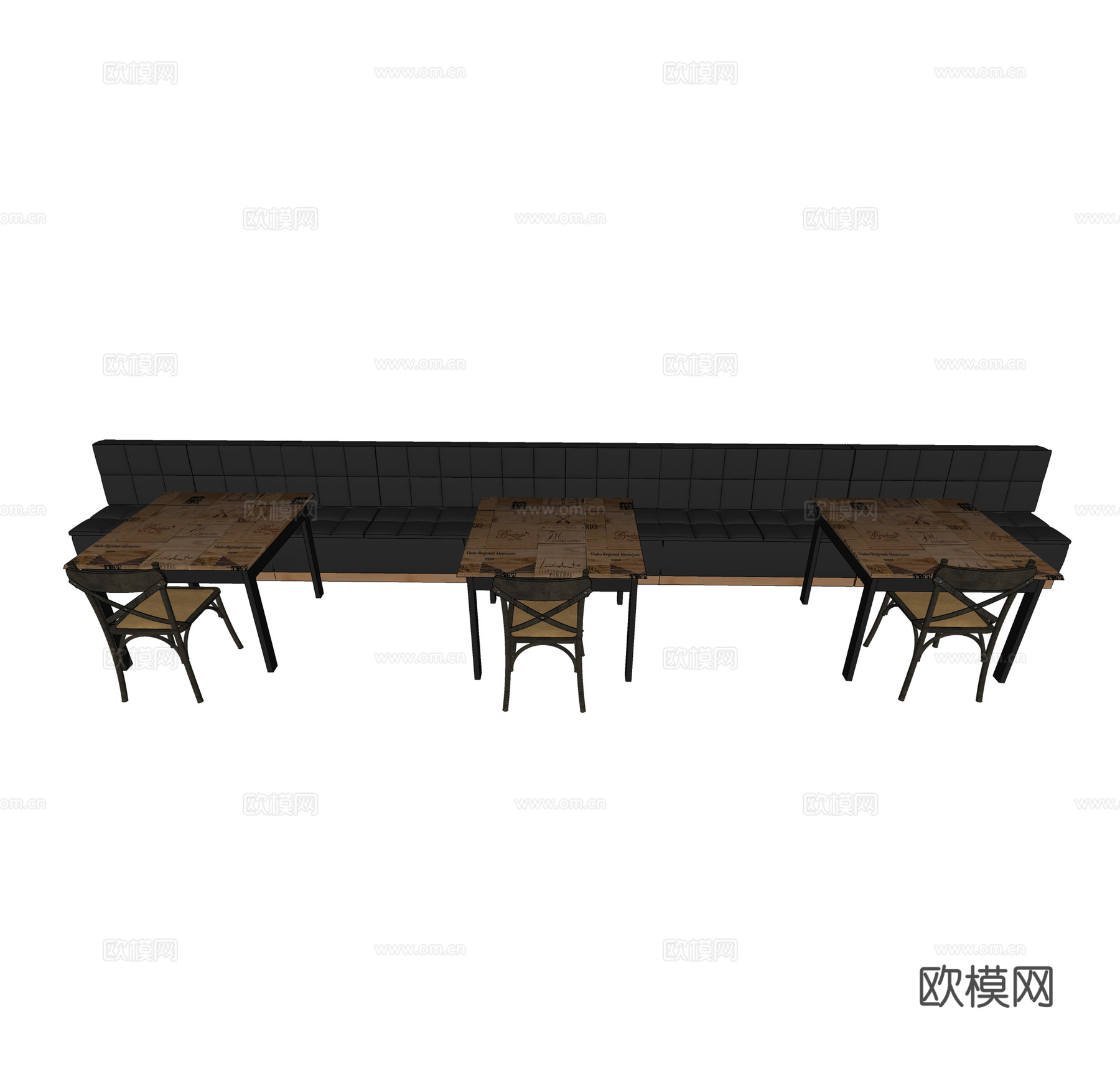现代卡座餐桌椅su模型下载