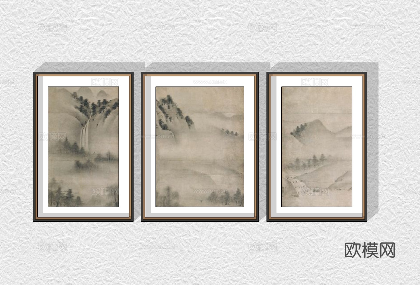 新中式装饰挂画su模型下载
