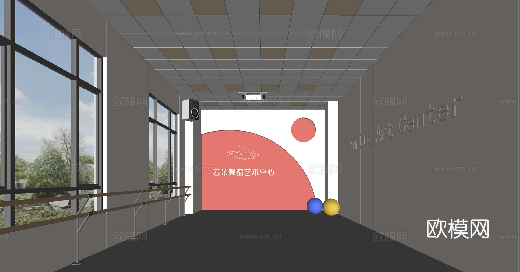 现代舞蹈教室su模型下载