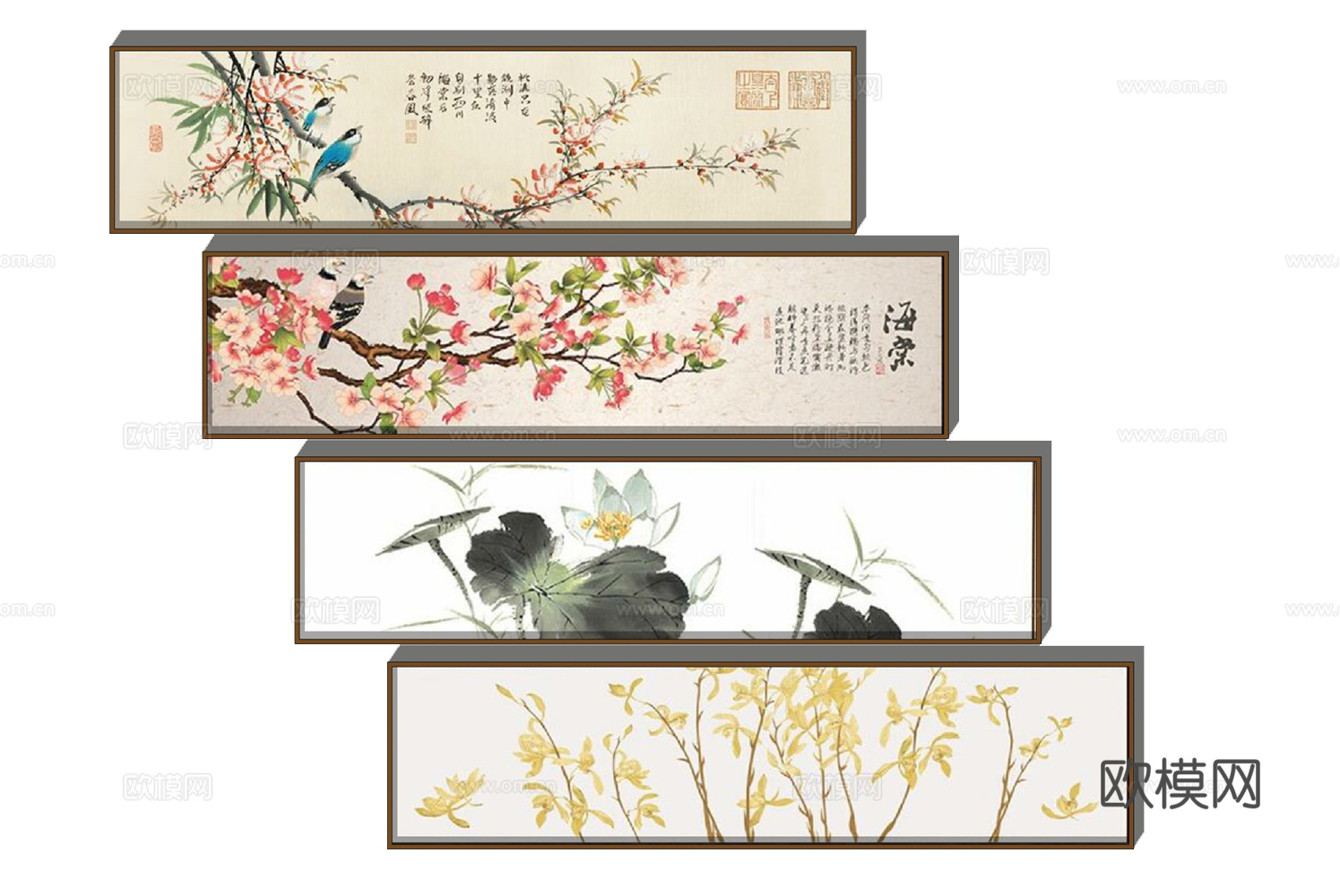 新中式装饰画su模型下载