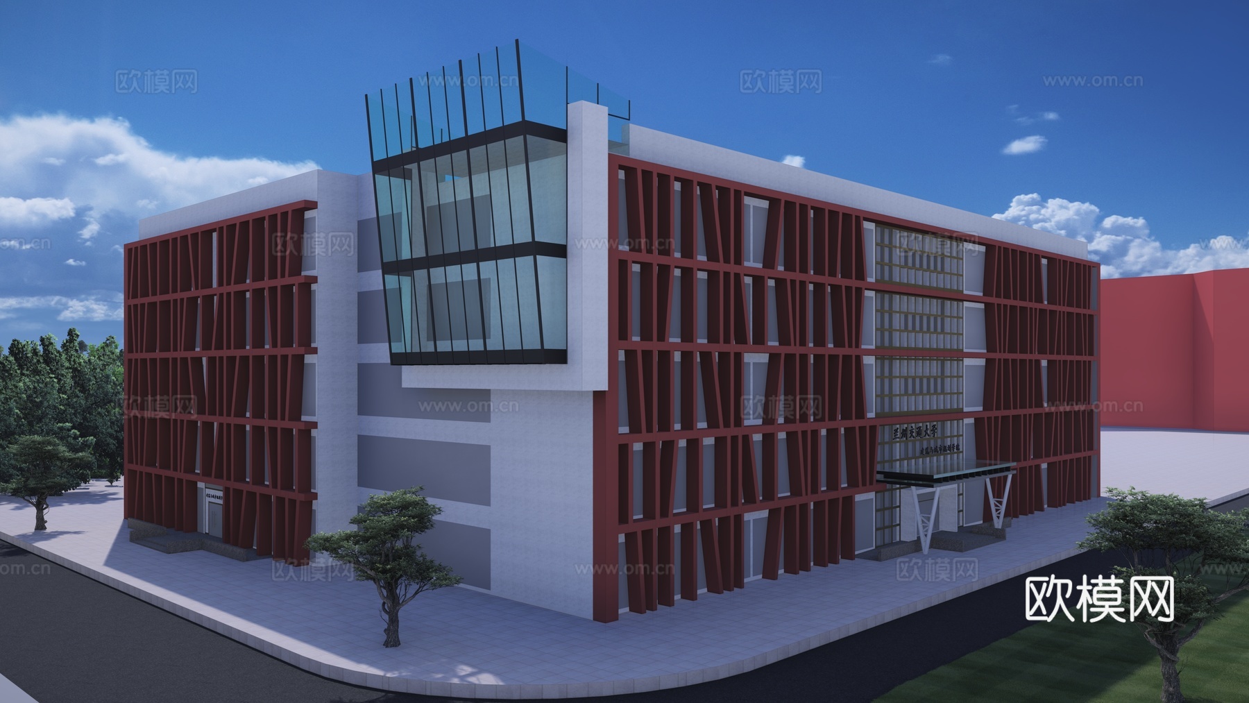 现代学校大学外馆su模型下载
