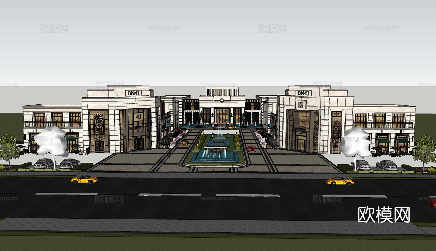 简欧商业街su模型下载下载（渲染图4）