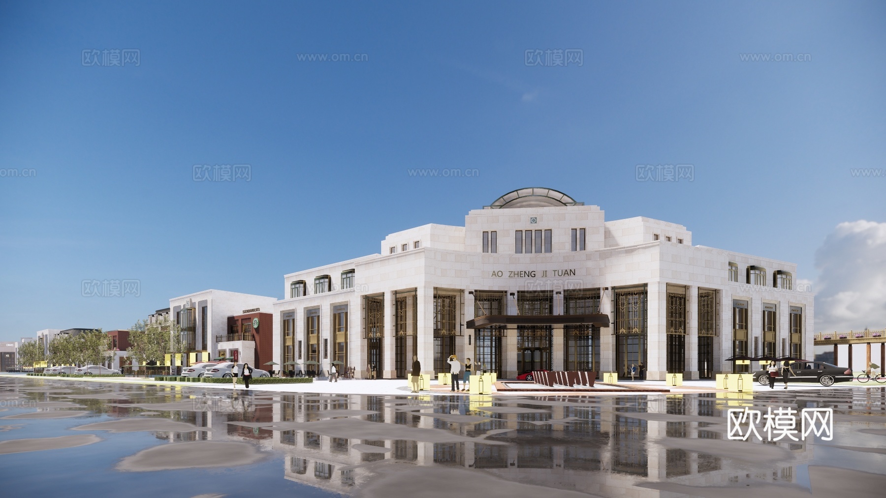 简欧商业街su模型下载下载（渲染图3）