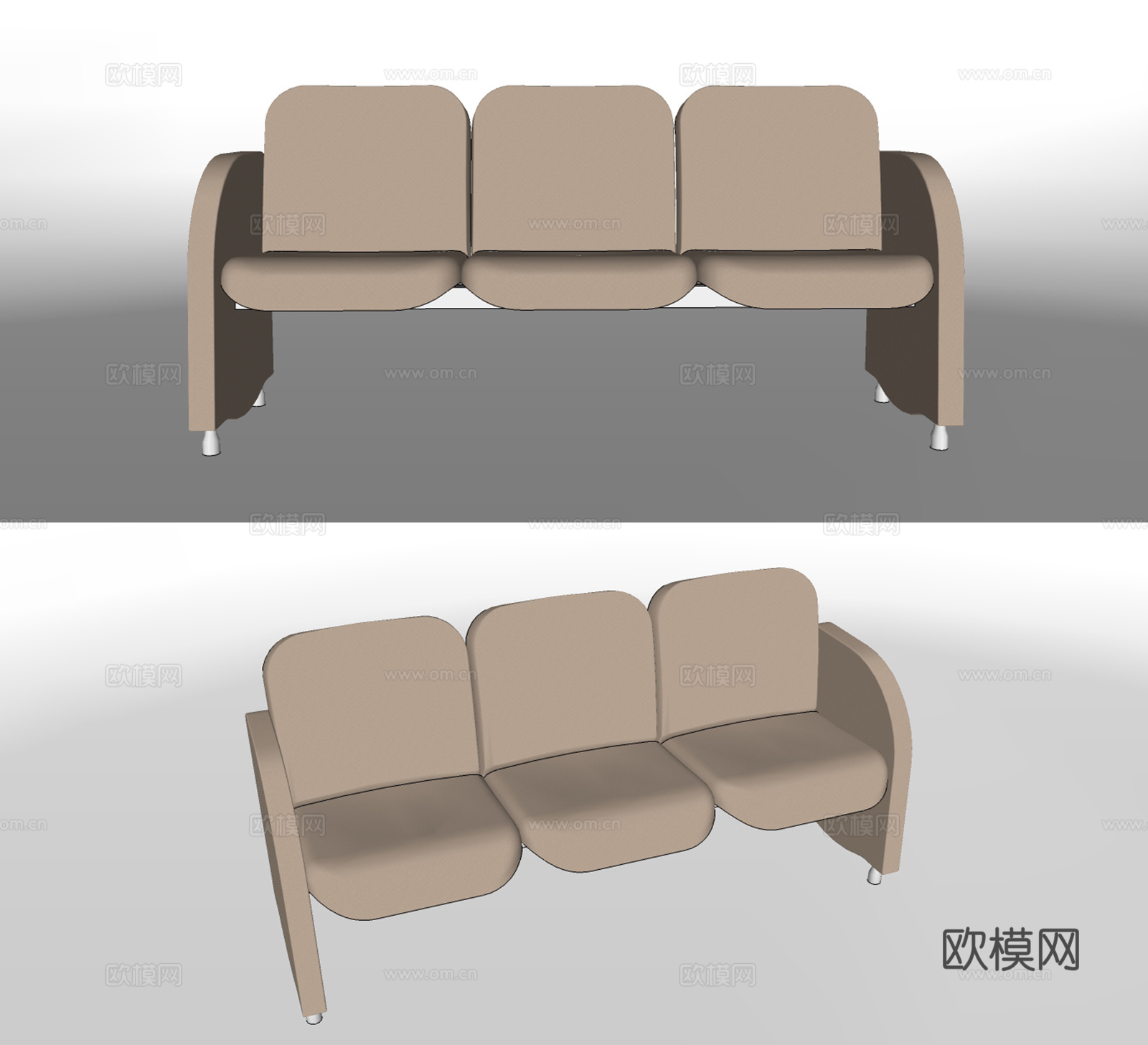 现代布艺长凳su模型下载