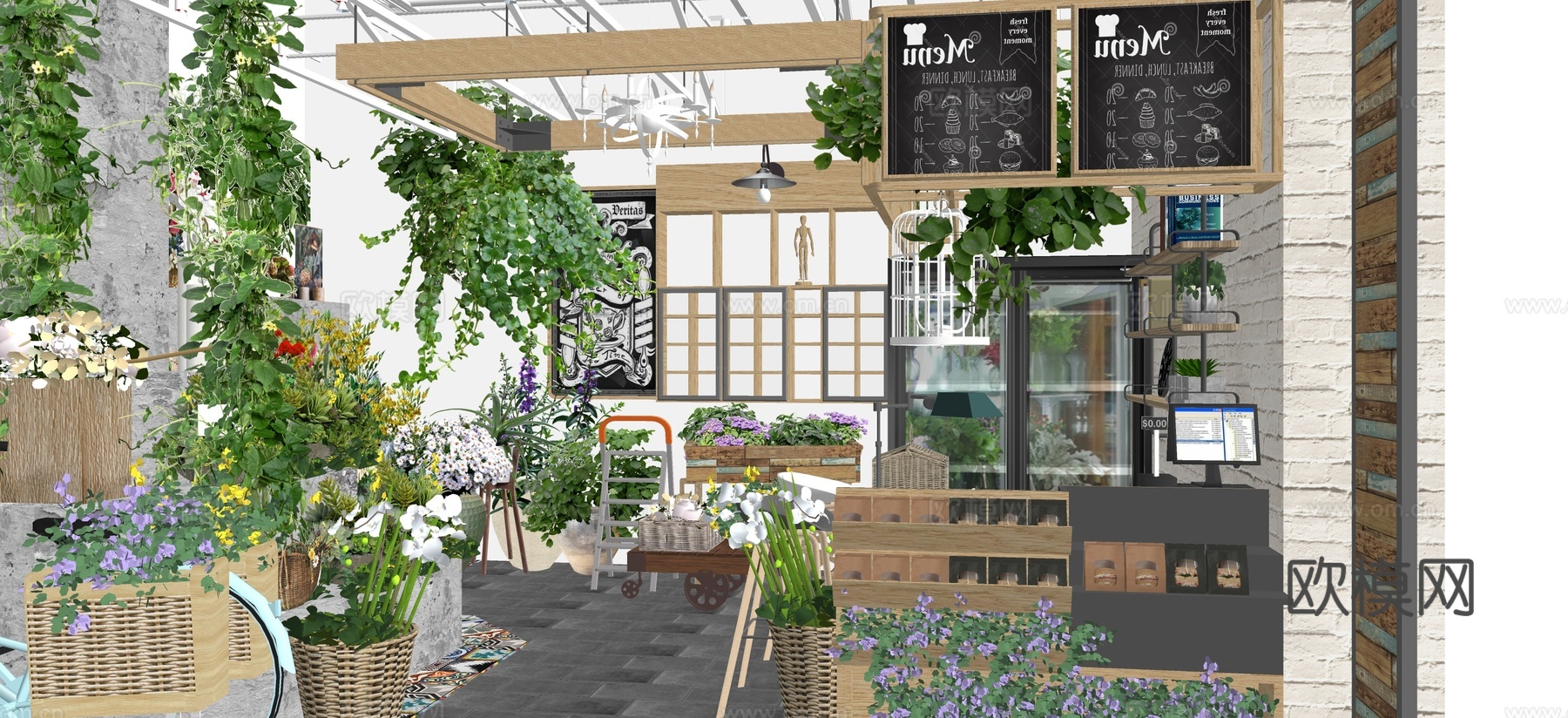现代花店su模型下载