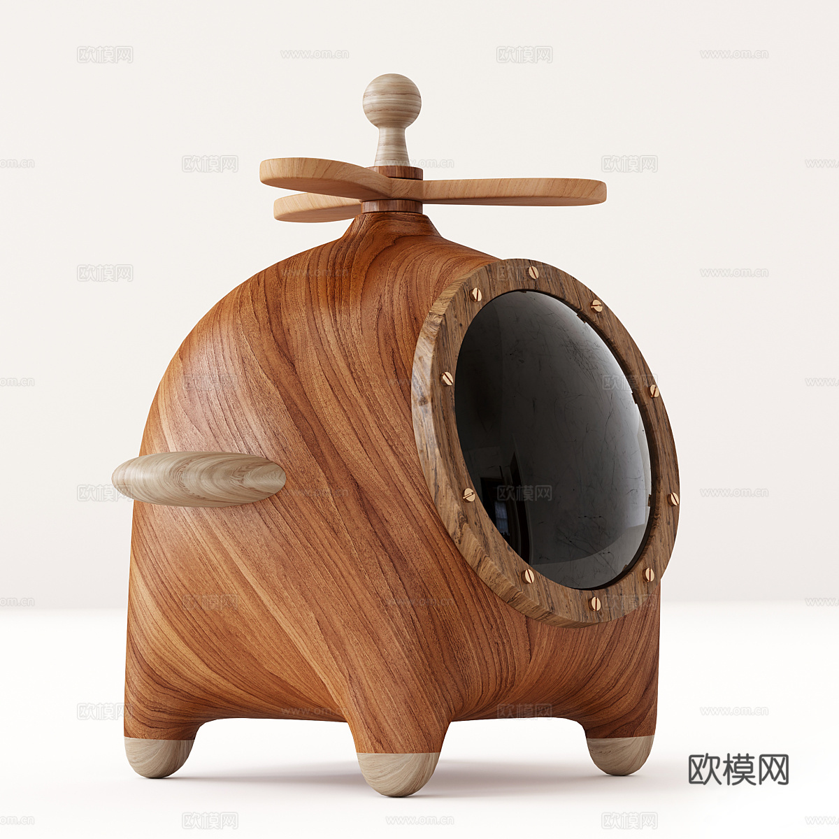 现代木质儿童玩具飞机3d模型