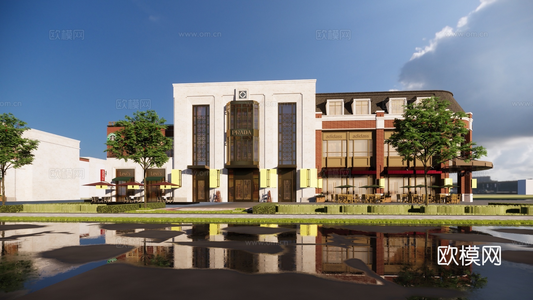 简欧商业街su模型下载下载（渲染图2）