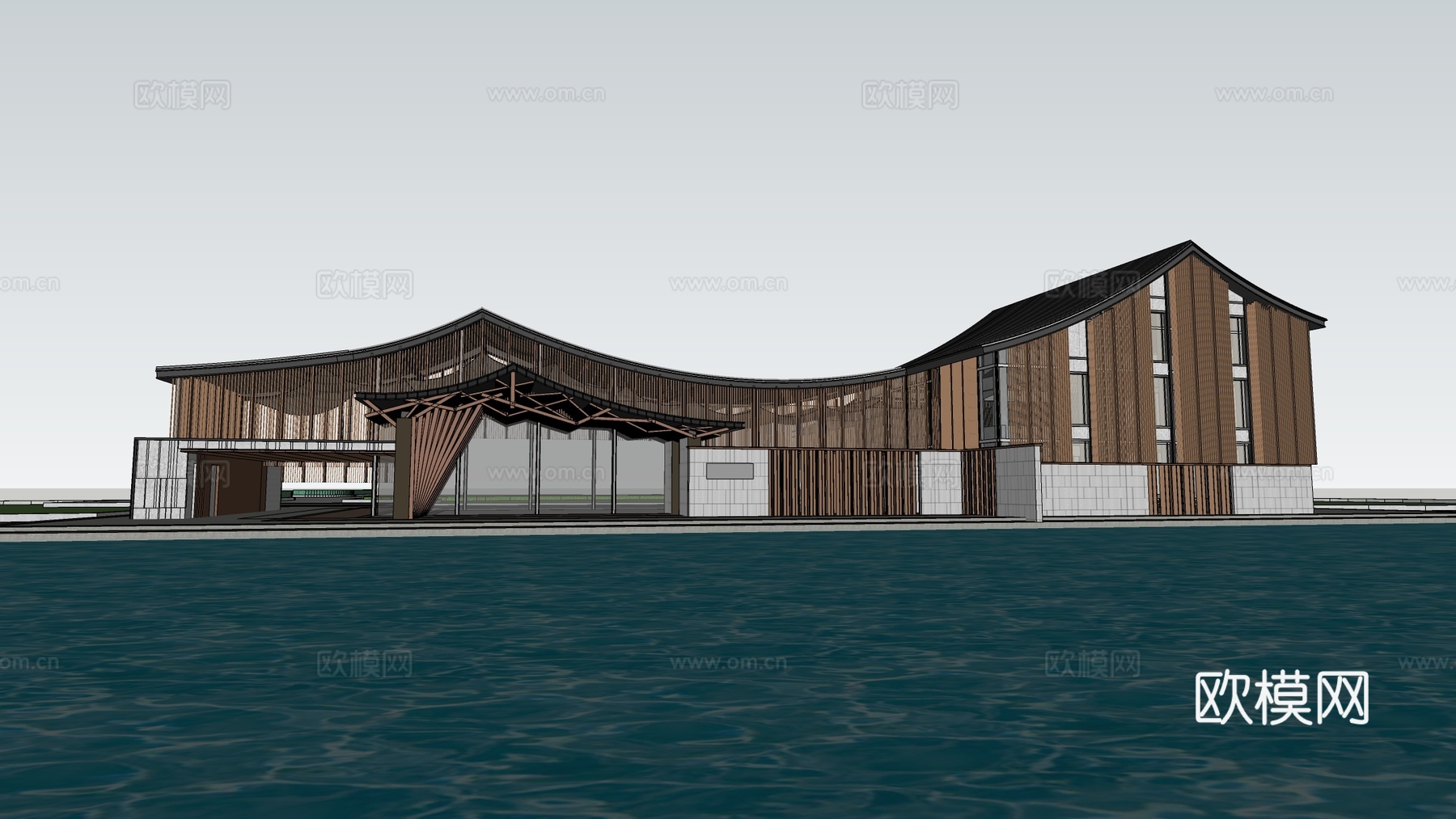 现代美术馆建筑 公共建筑 景观建筑 展览馆建筑 驿站建筑su模型下载