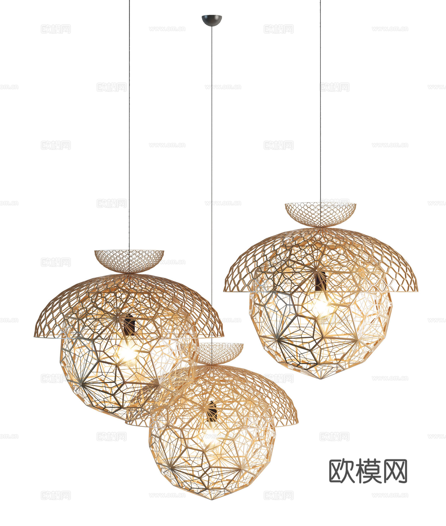 东南亚藤编吊灯su模型
