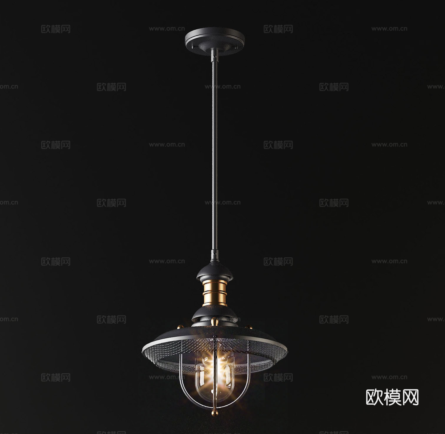 工业风灯泡吊灯su模型
