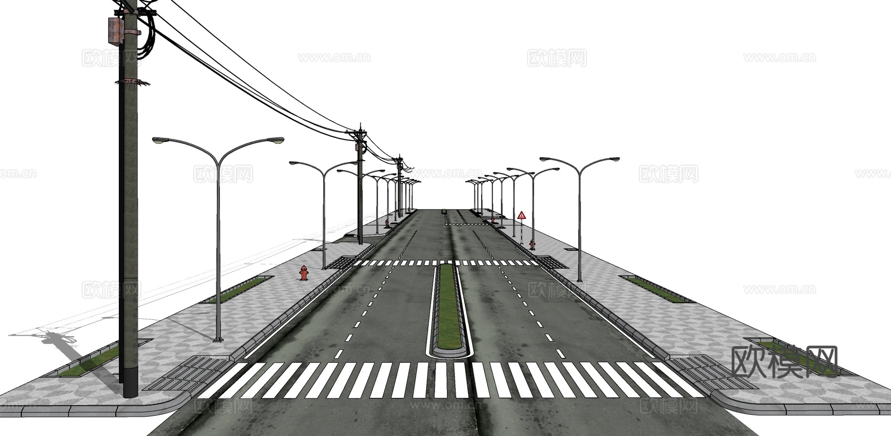 现代道路公路su模型下载