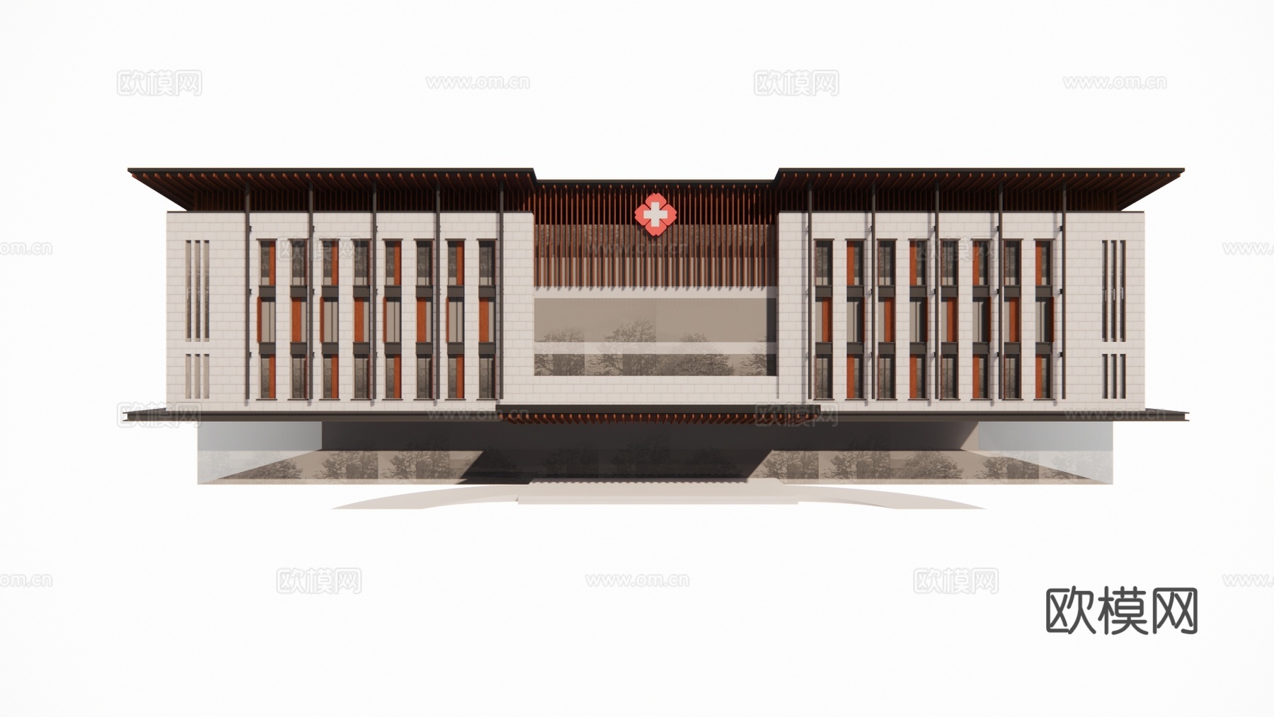 新中式医院su模型下载