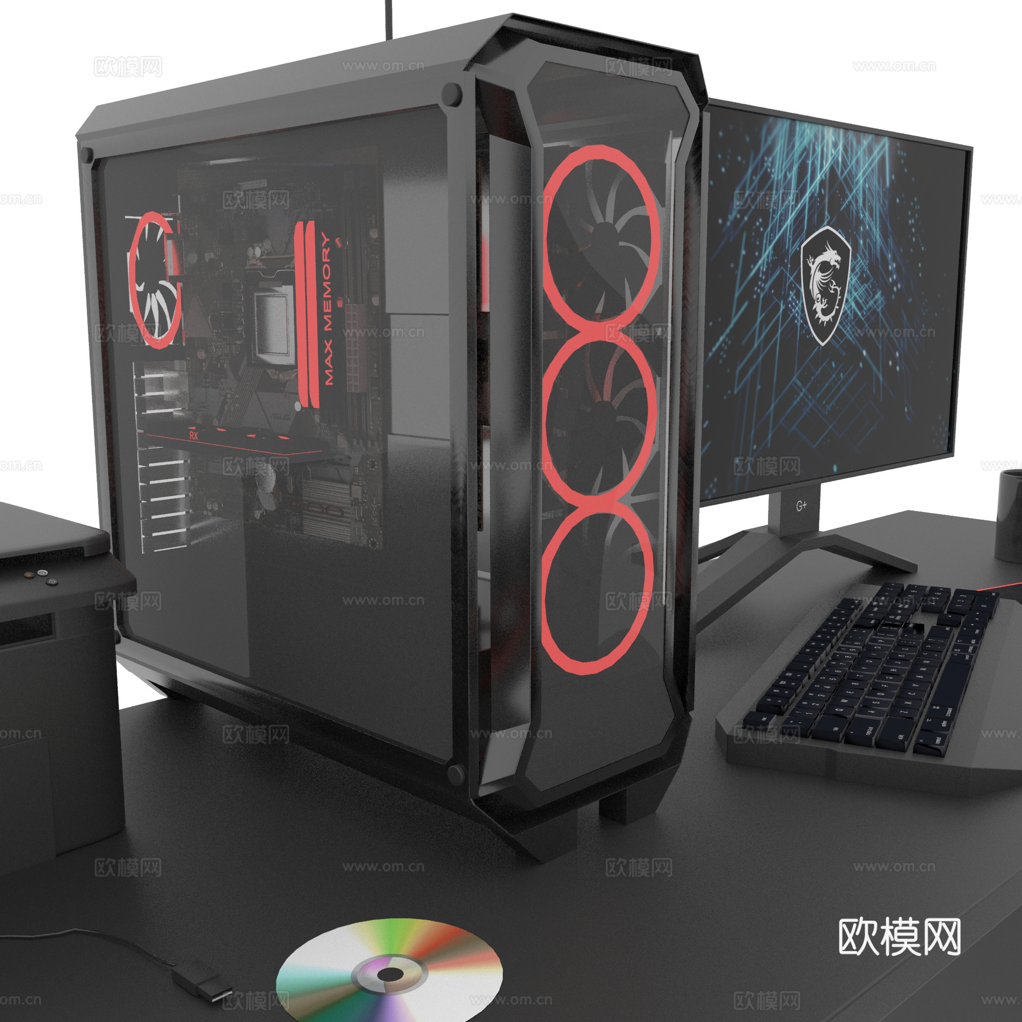 现代电脑桌椅 电竞桌椅 电竞房3d模型