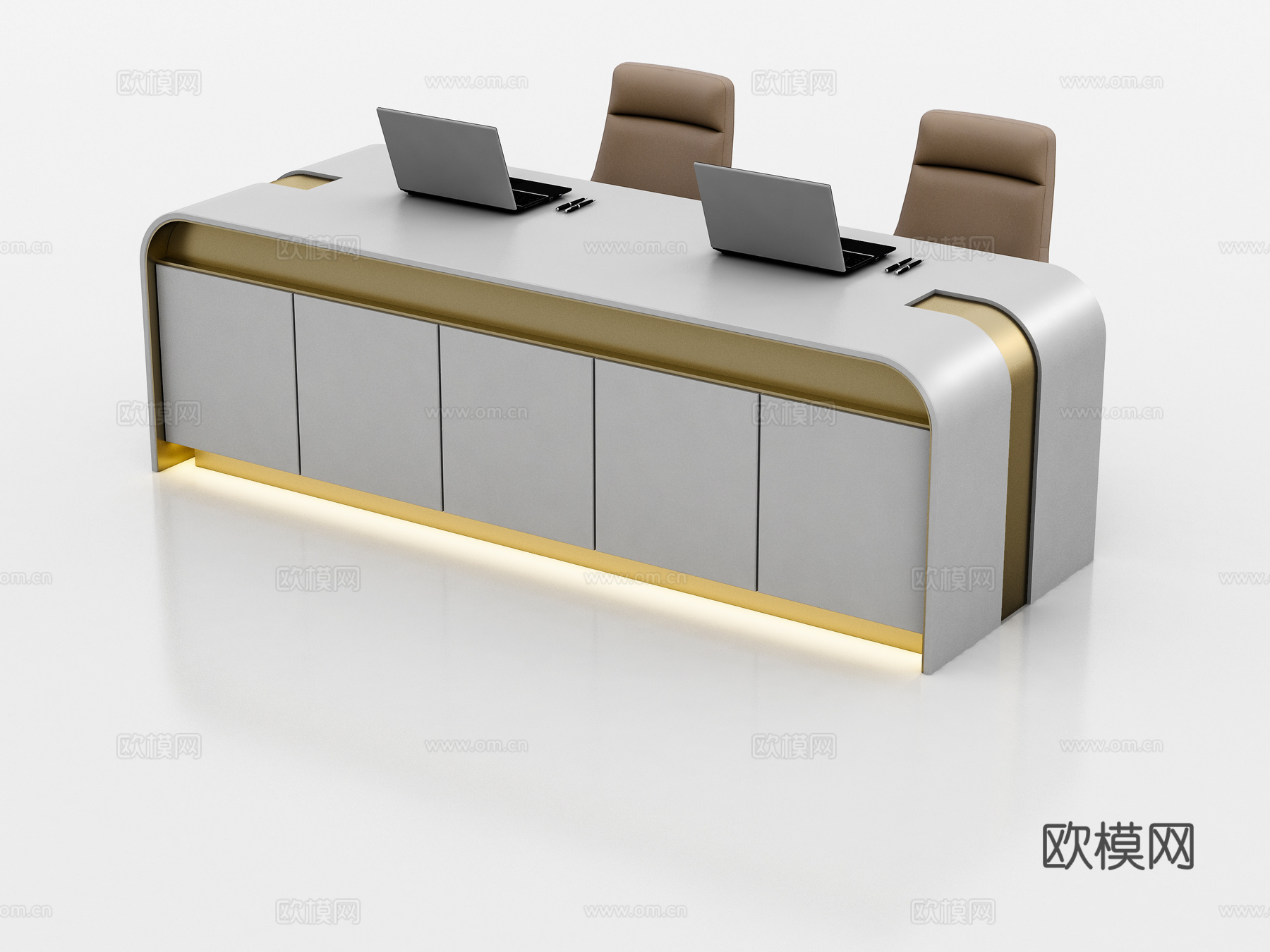轻奢风办公桌3d模型