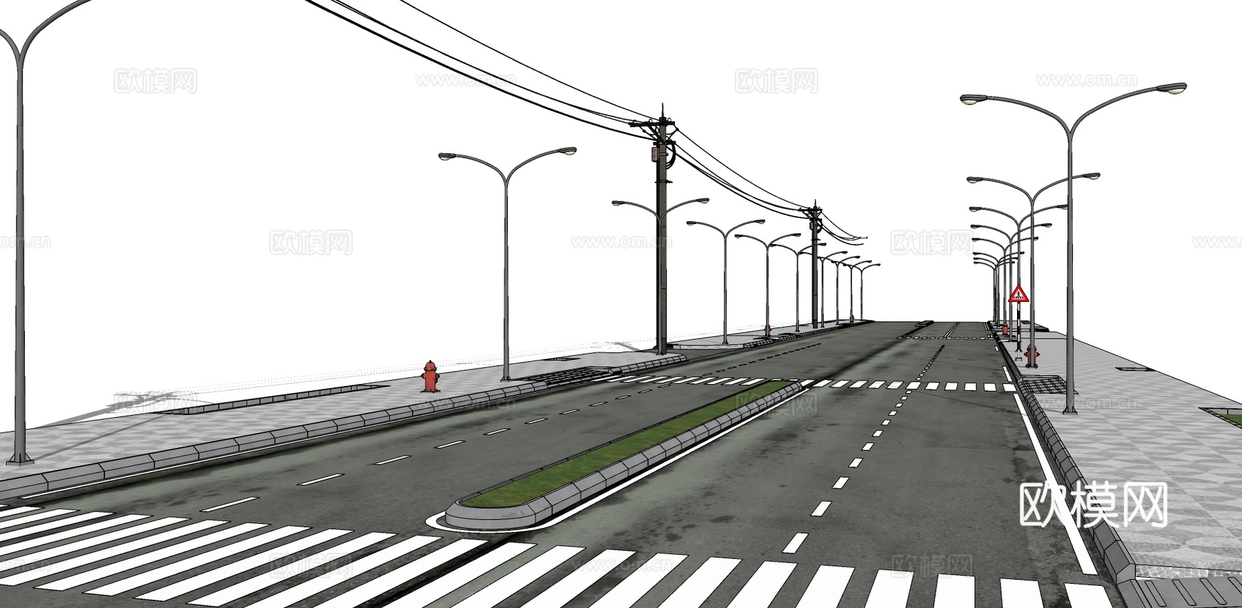 现代道路公路su模型下载