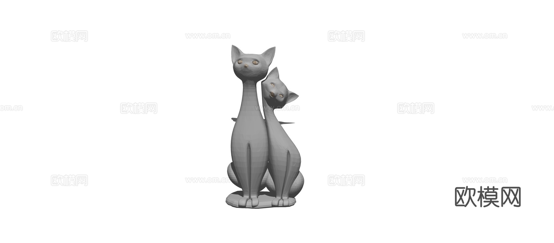 现代猫咪雕塑摆件su模型下载