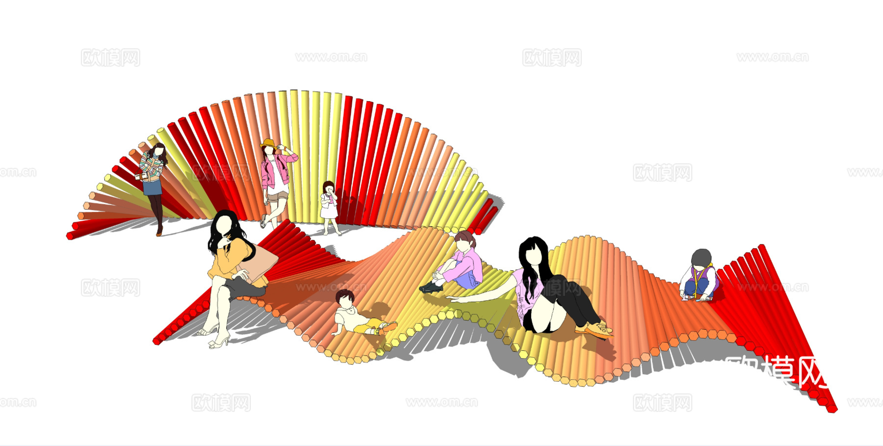 现代彩色座椅su模型下载