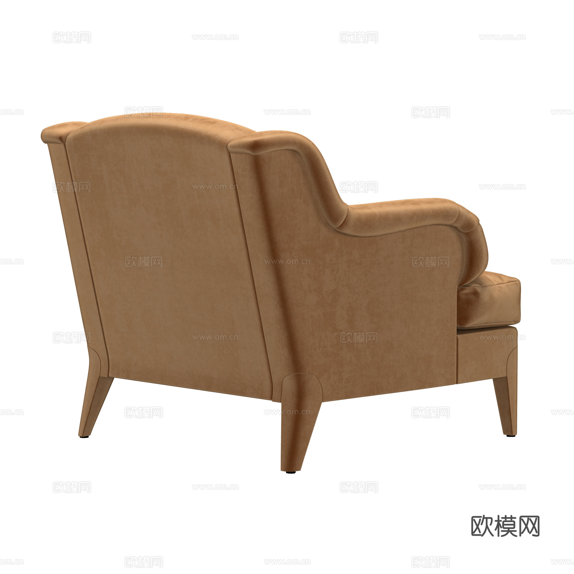 现代意式轻奢丝绒布艺沙发椅3d模型