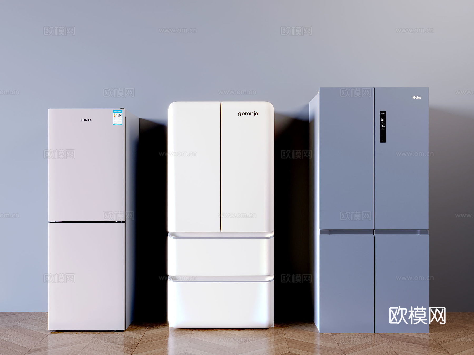 现代冰箱双开门3d模型