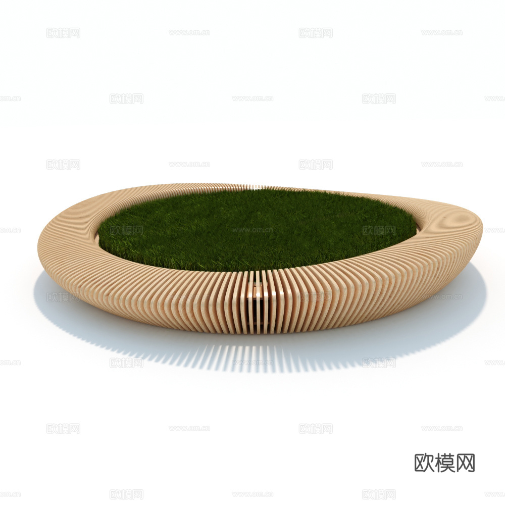 现代榫卯长椅 公共椅 户外椅 公园椅3d模型