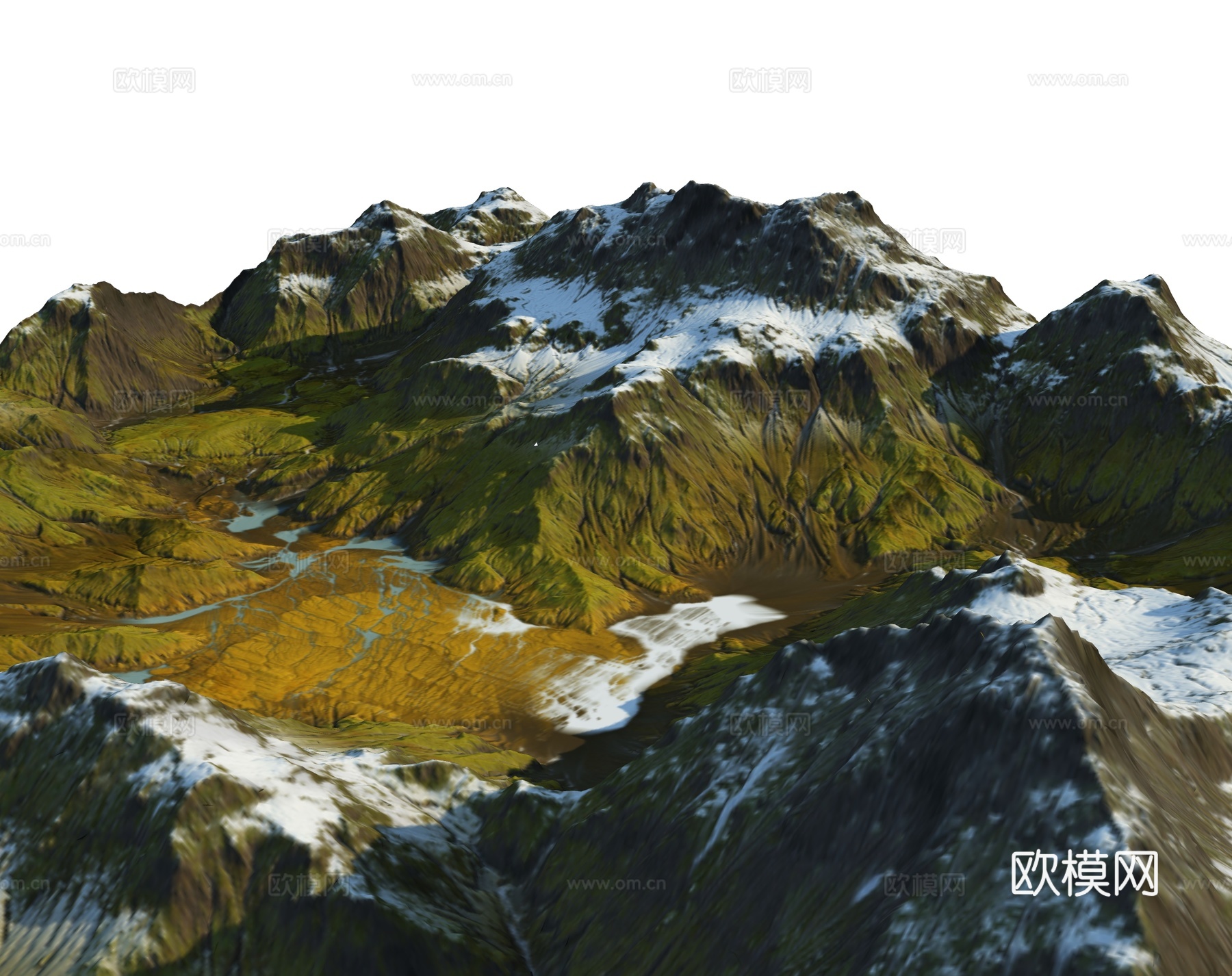 现代雪山山脉  自然山地景观su模型