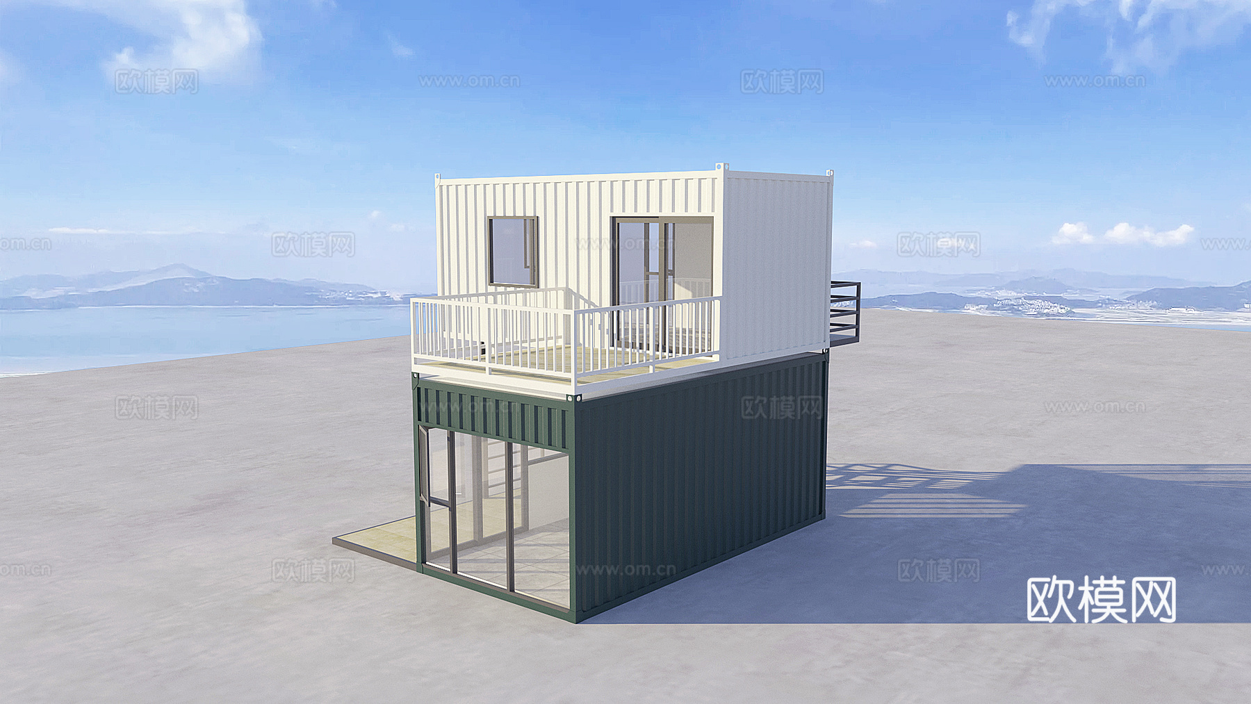 现代集装箱建筑外观su模型下载