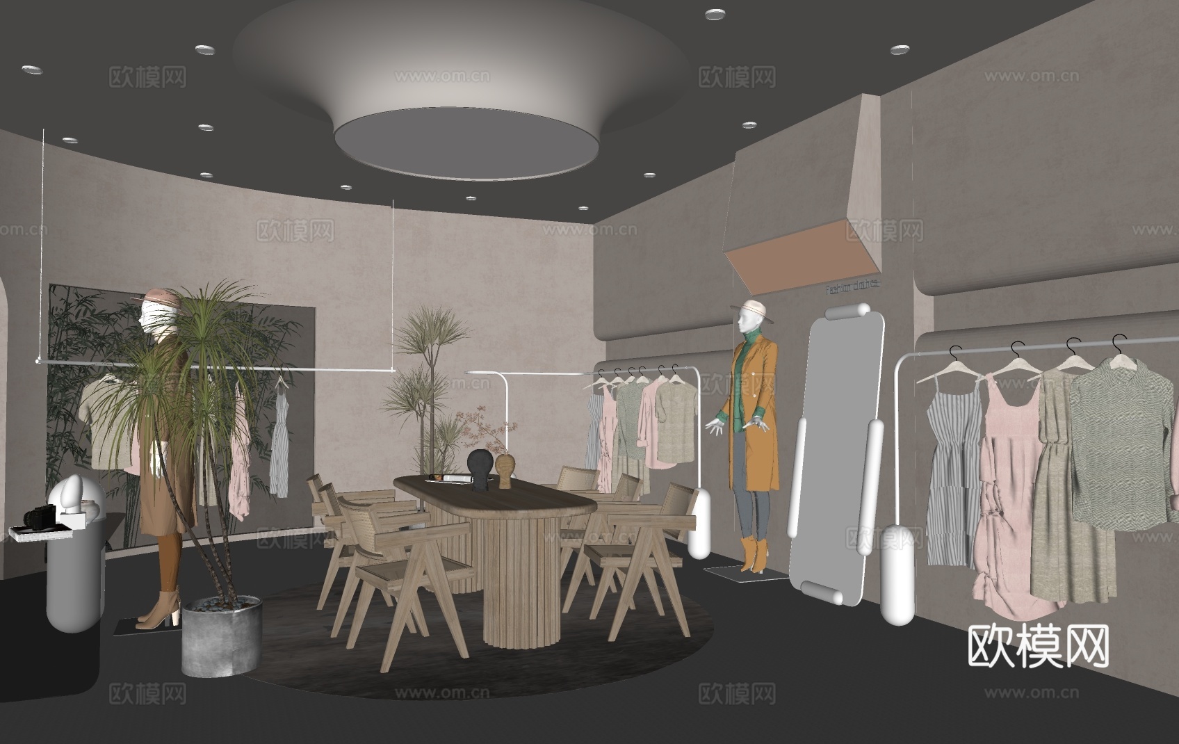 现代服装店su模型下载