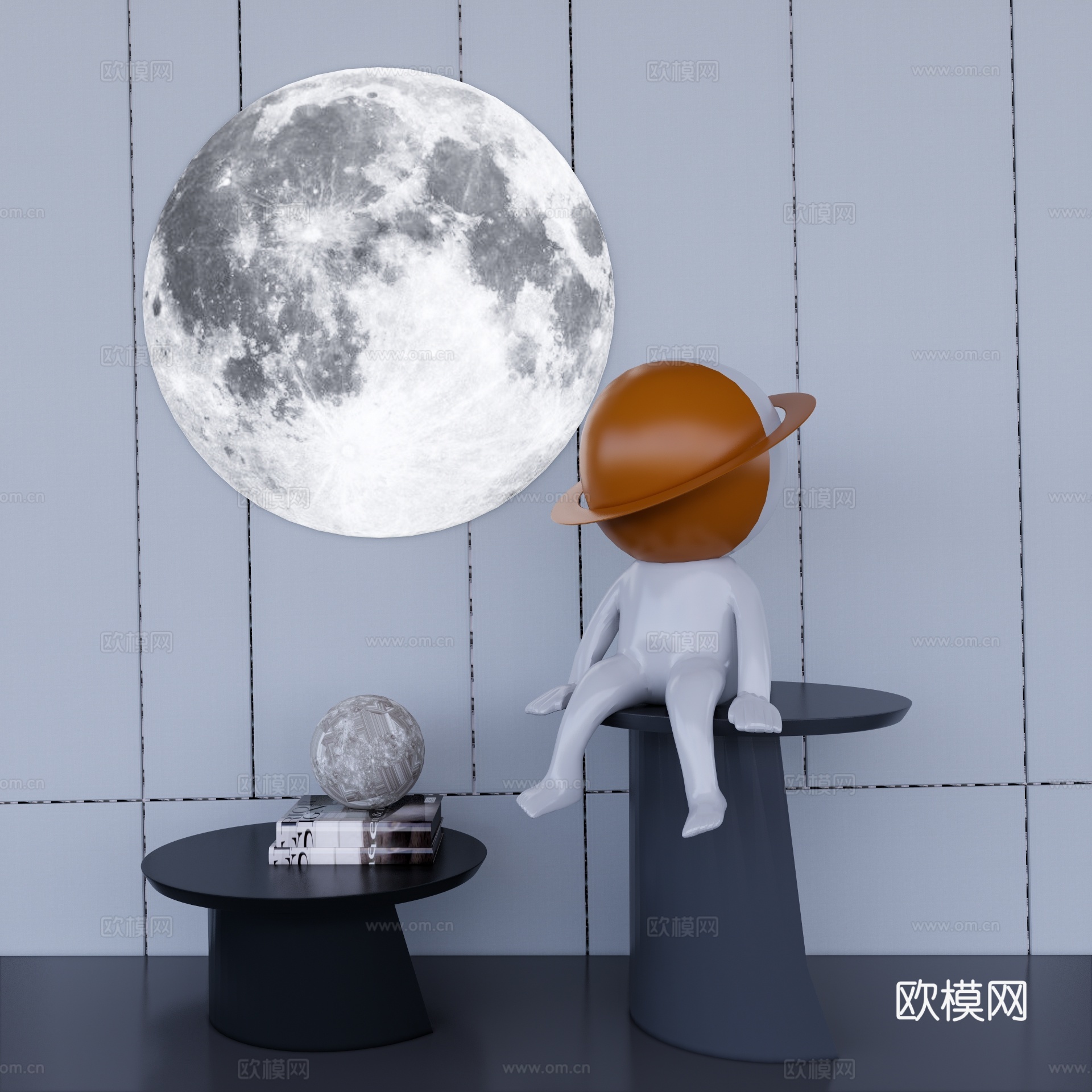 现代太空人摆件su模型下载
