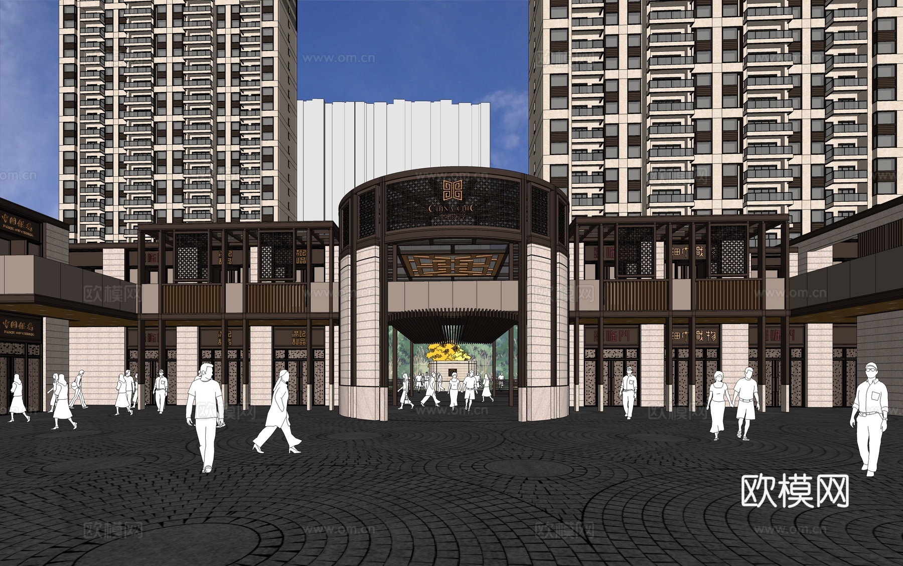 新古典售楼处外观su模型下载