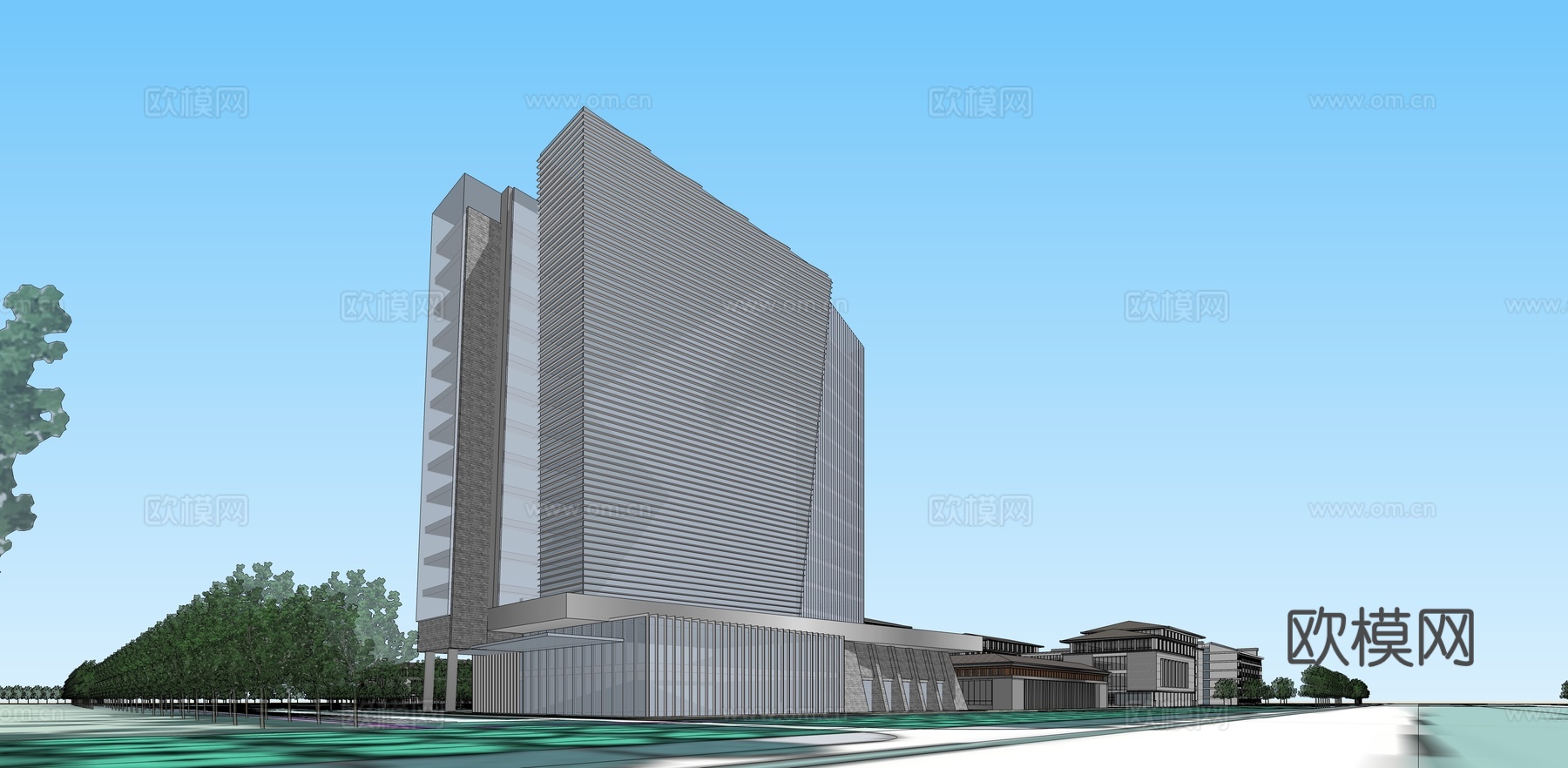 现代高层办公楼su模型下载