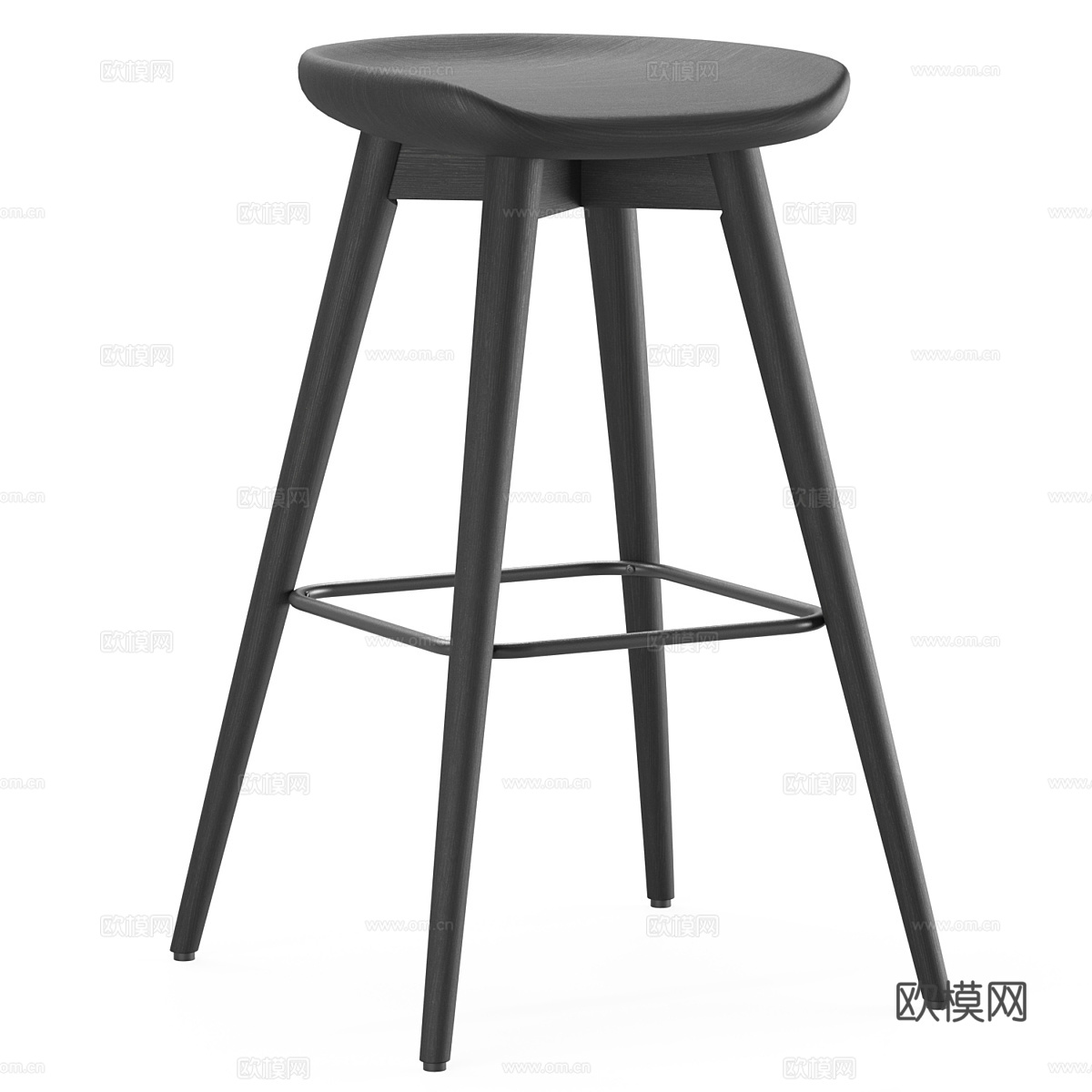 现代意式木质吧台椅3d模型