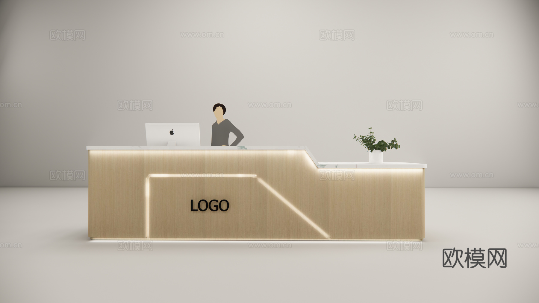 现代服务台接待台su模型下载